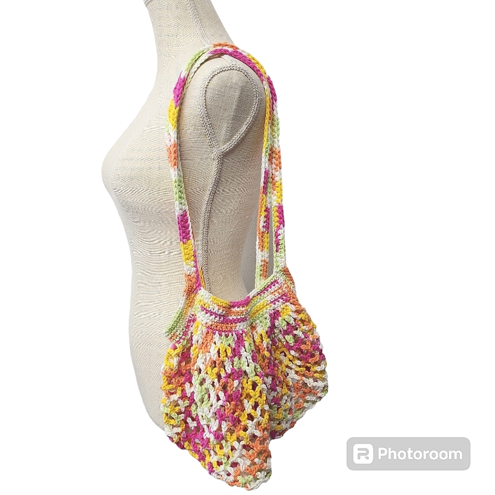 Crochet Multi Color Medium Market‎ Shoulder Bag